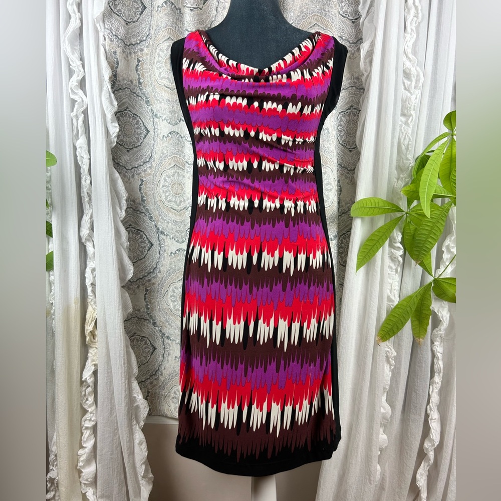 Bisou Bisou Pink Sheath Mini Dress Cowl Neck Cocktail Size 6 - Picture 1 of 9